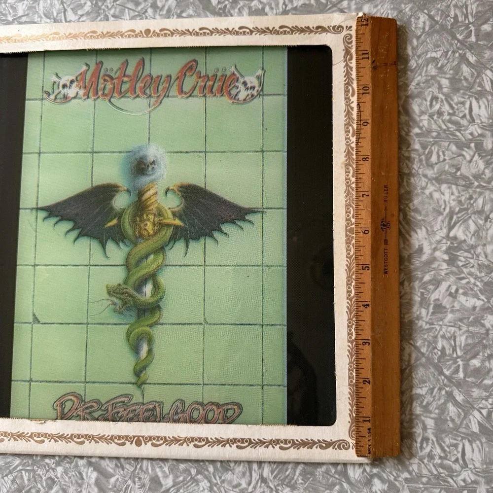 Vintage - MOTLEY CRUE DR FEELGOOD Carnival Fair Mirror Glass Large 12